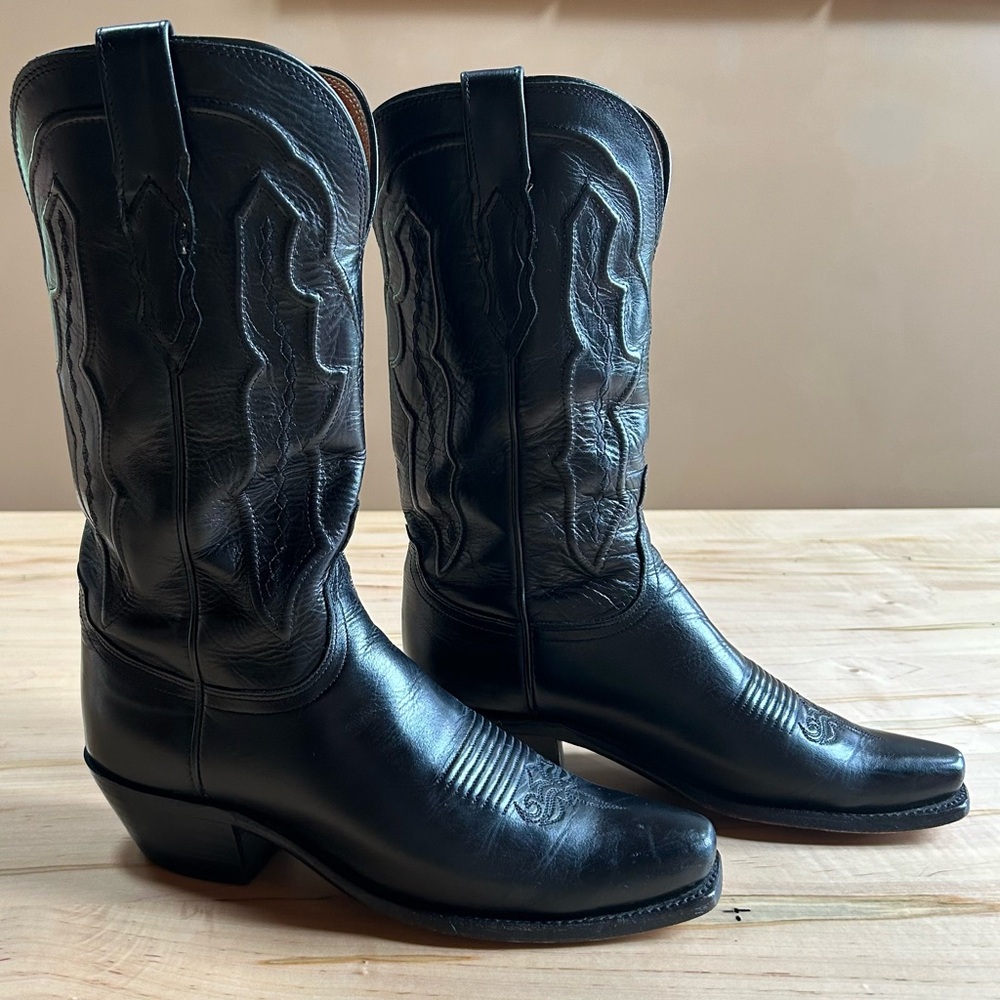 Lucchese Cowboy Boots, Black, Women’s 9